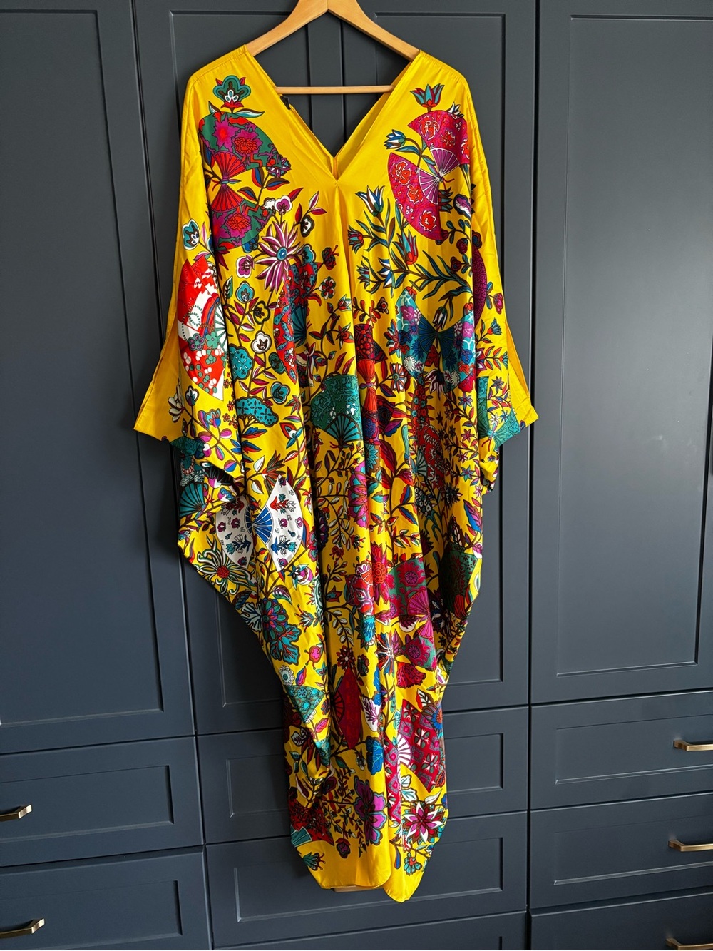 Vibrant Yellow Floral Boho Kaftan
